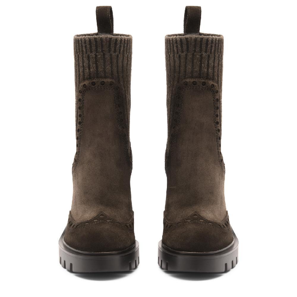 Santoni Stivaletto tacco alto da donna in suede testa di moro Soddisfazione Garantita