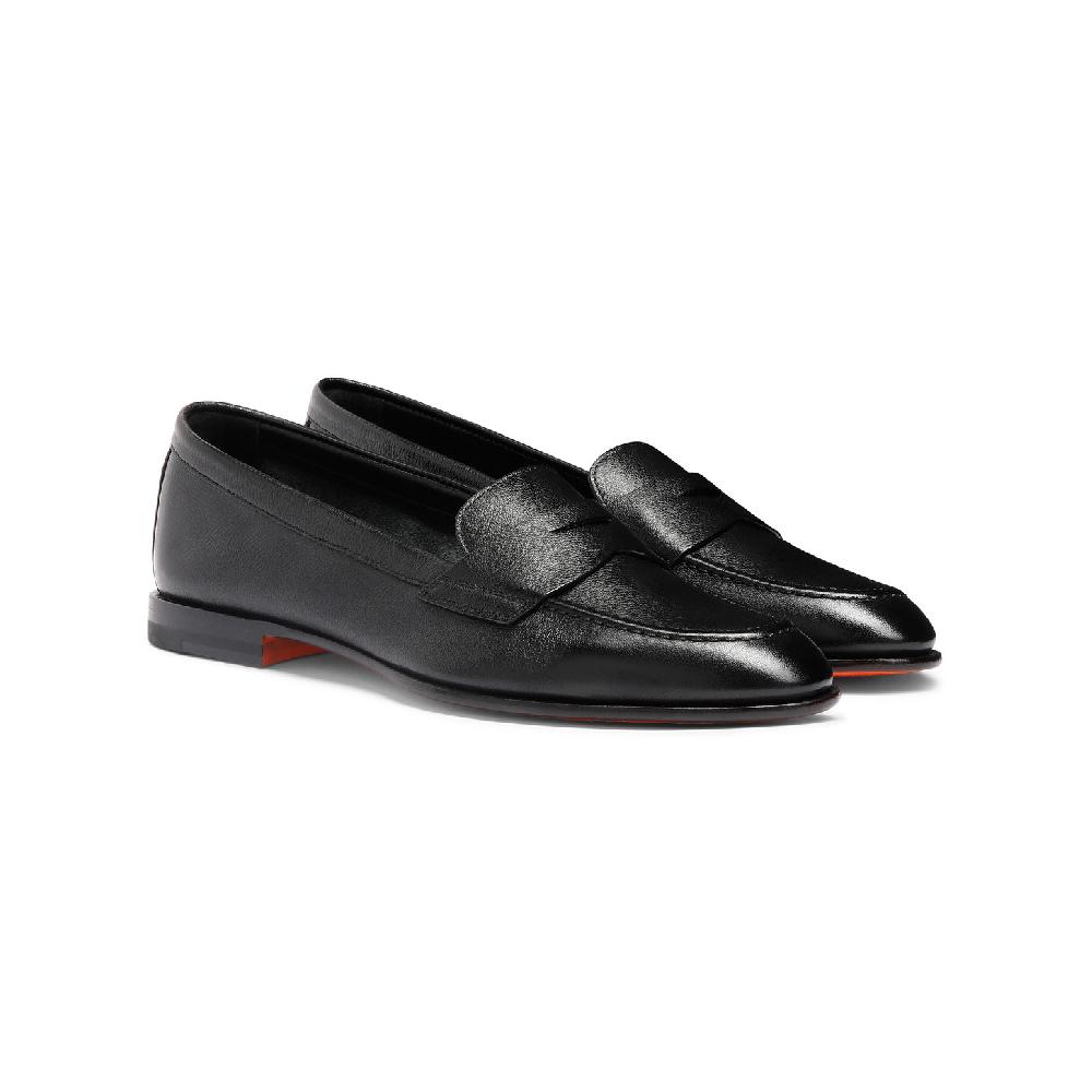 Santoni Mocassino penny da donna in pelle nera 2025