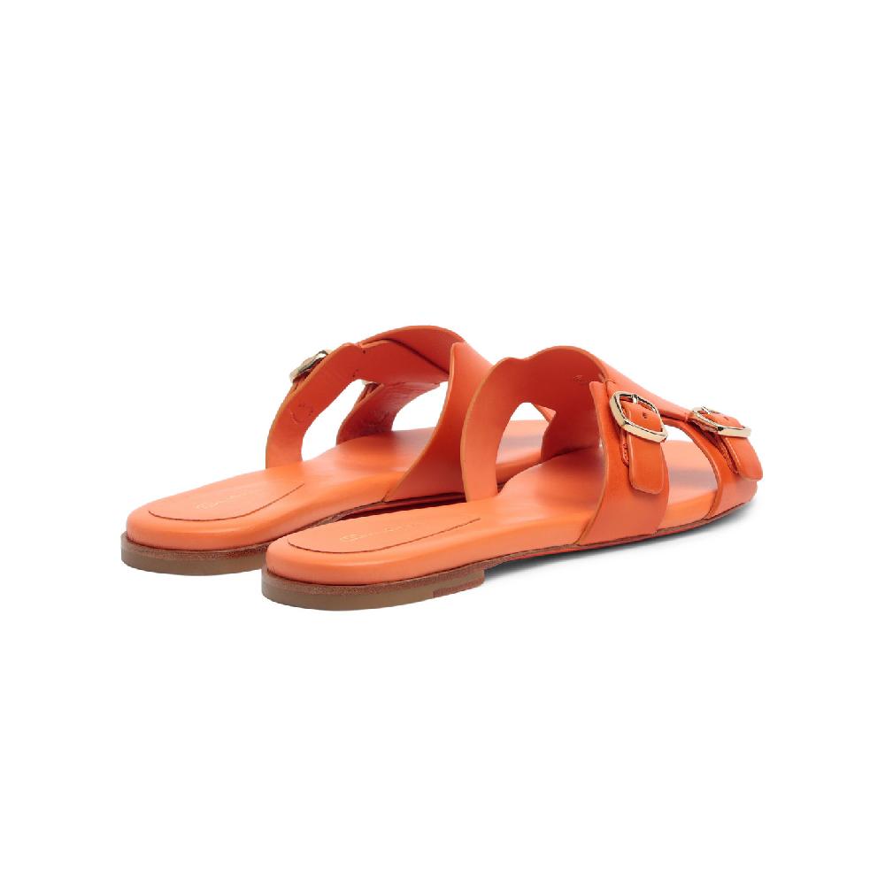 Santoni Sandalo slide con doppia fibbia in pelle arancione Prezzo Ridotto