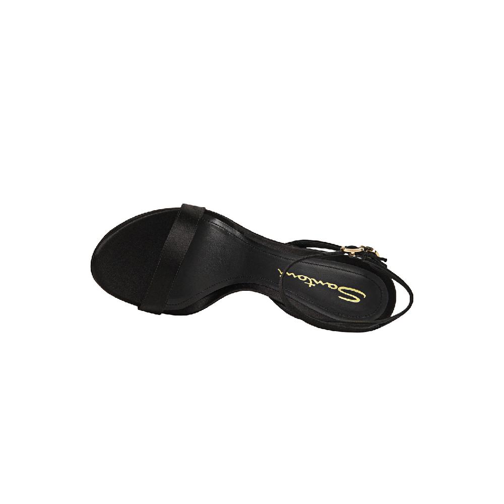 Santoni Sandalo tacco alto da donna in raso nero Negozio