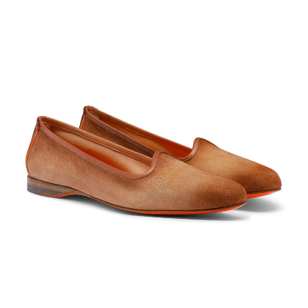 Santoni Mocassino da donna in suede rosa Spedizione Gratuita