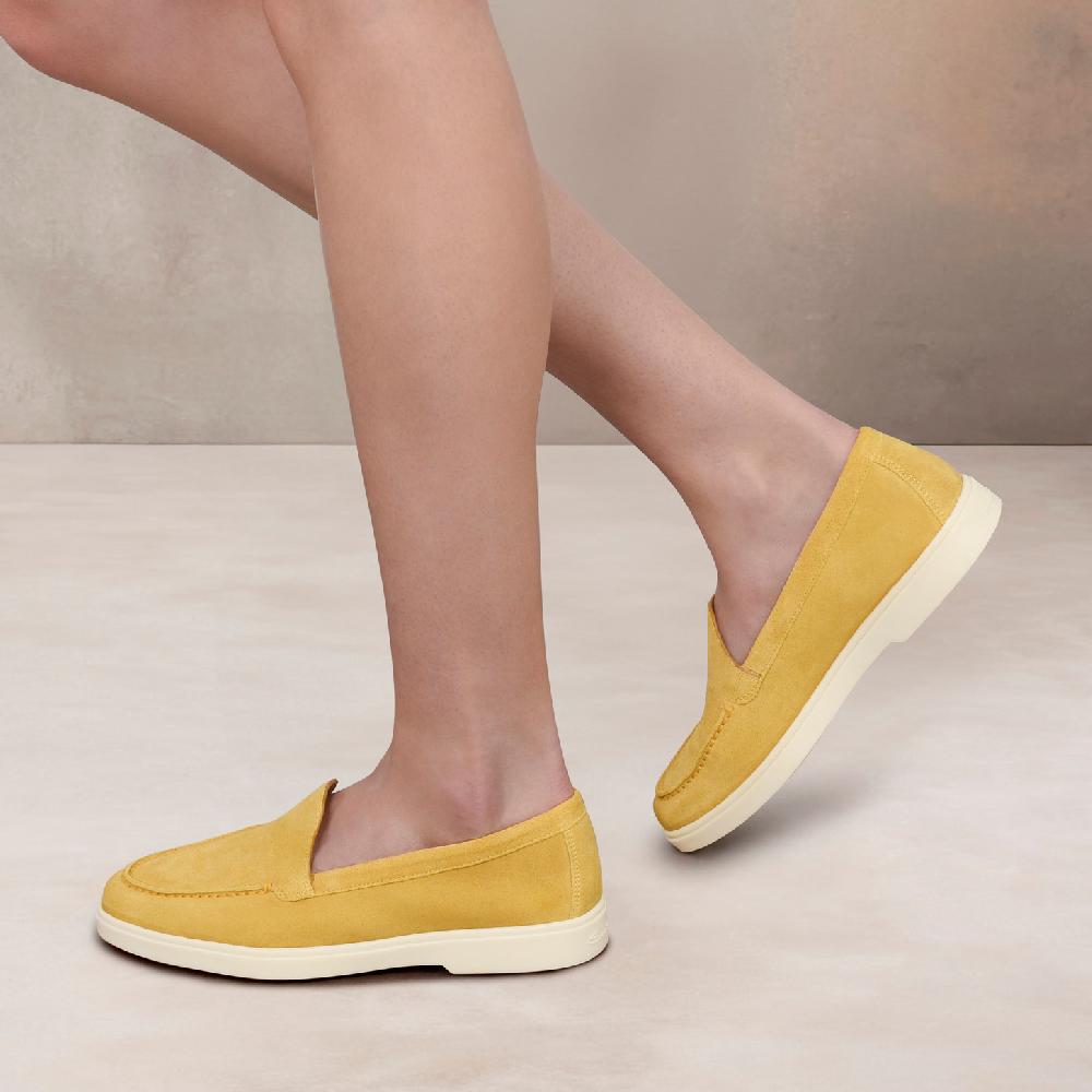 Santoni Mocassino da donna in suede giallo Promozione Limitata