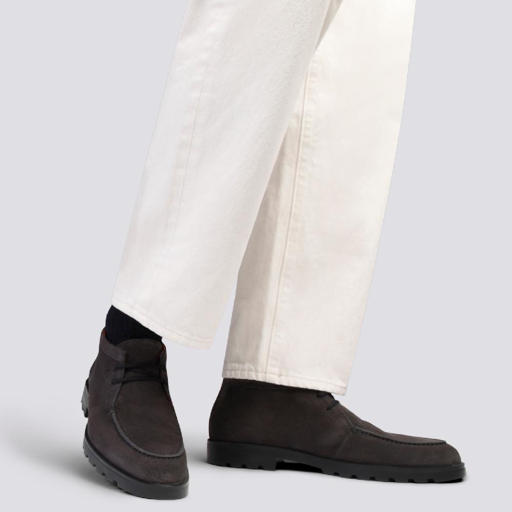 Santoni Stivaletto desert da uomo in suede grigio Vendita