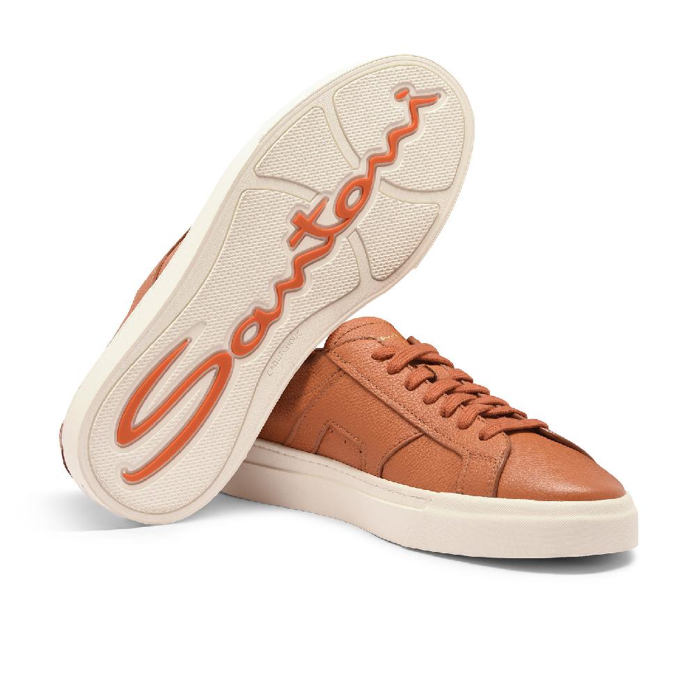 Santoni Double Buckle Sneaker da uomo in pelle bottalata arancione Shopping Online