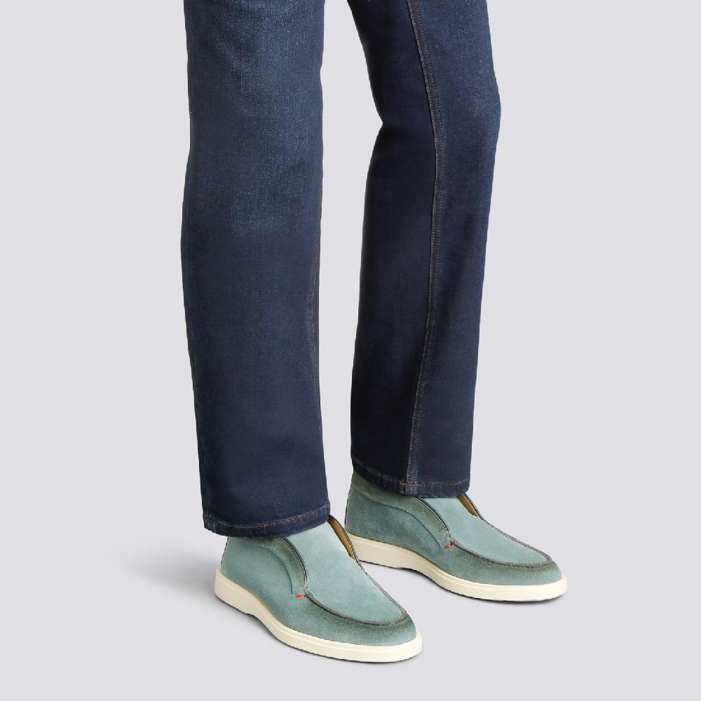 Santoni Stivaletto desert da uomo in suede petrolio Italia