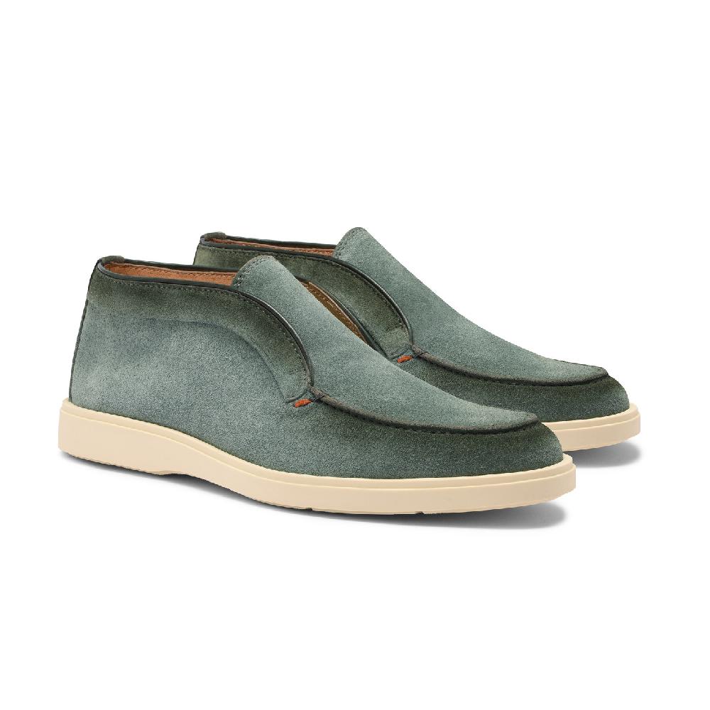Santoni Stivaletto desert da uomo in suede petrolio Italia