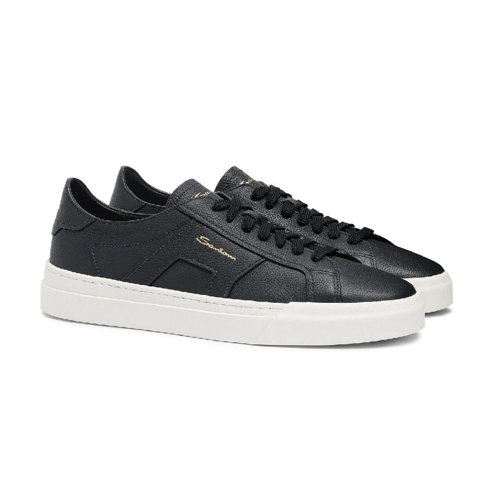 Santoni Double buckle sneaker da uomo in pelle bottalata blu 2025