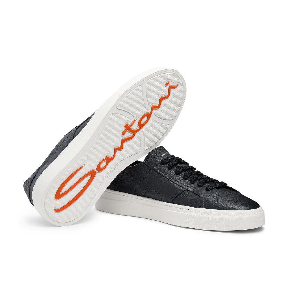 Santoni Double buckle sneaker da uomo in pelle bottalata blu 2025
