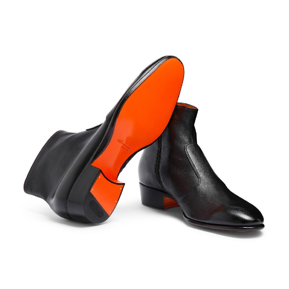 Santoni Stivaletto da uomo in pelle nera Spedizione Gratuita