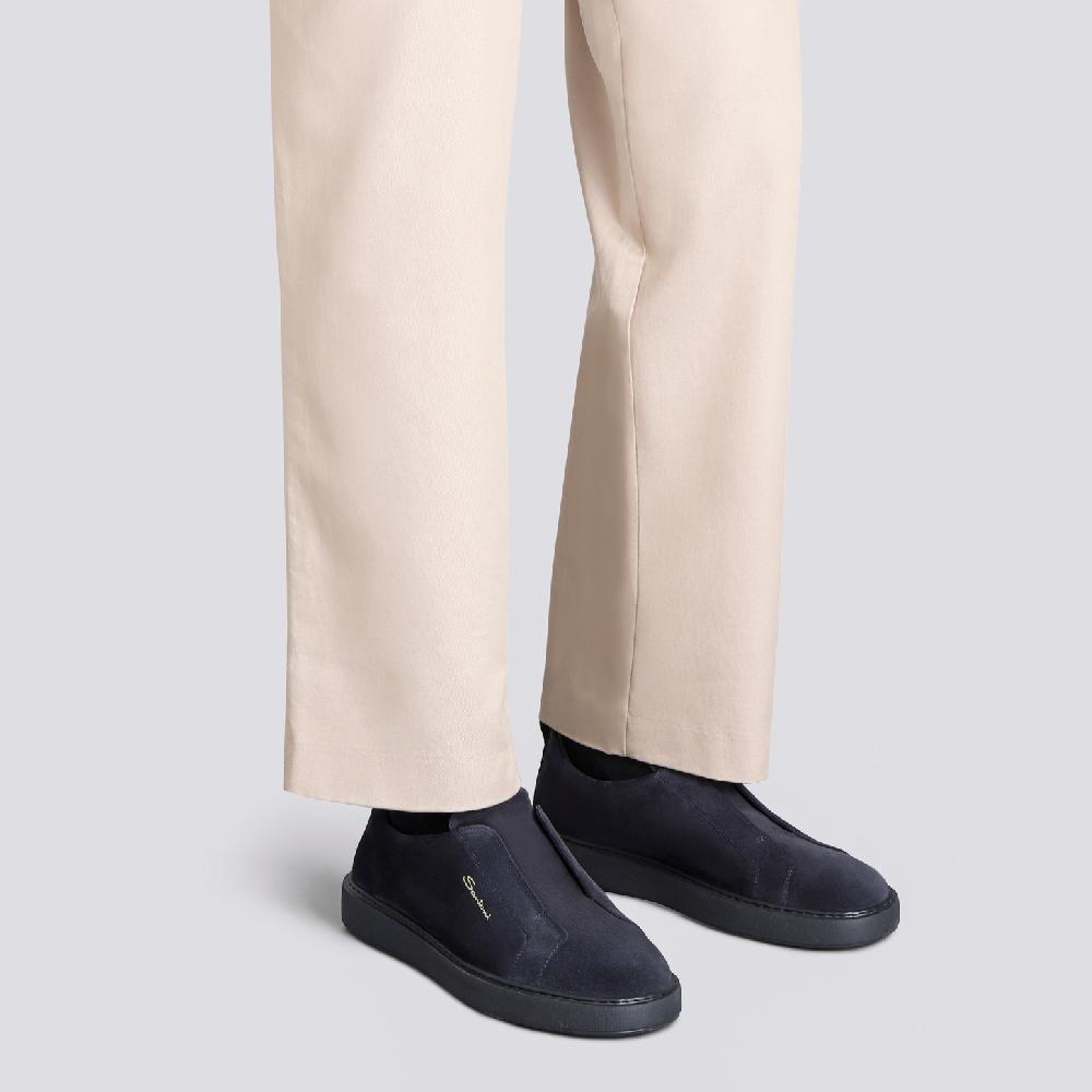 Santoni Sneaker slip-on da uomo in suede blu Hotsell