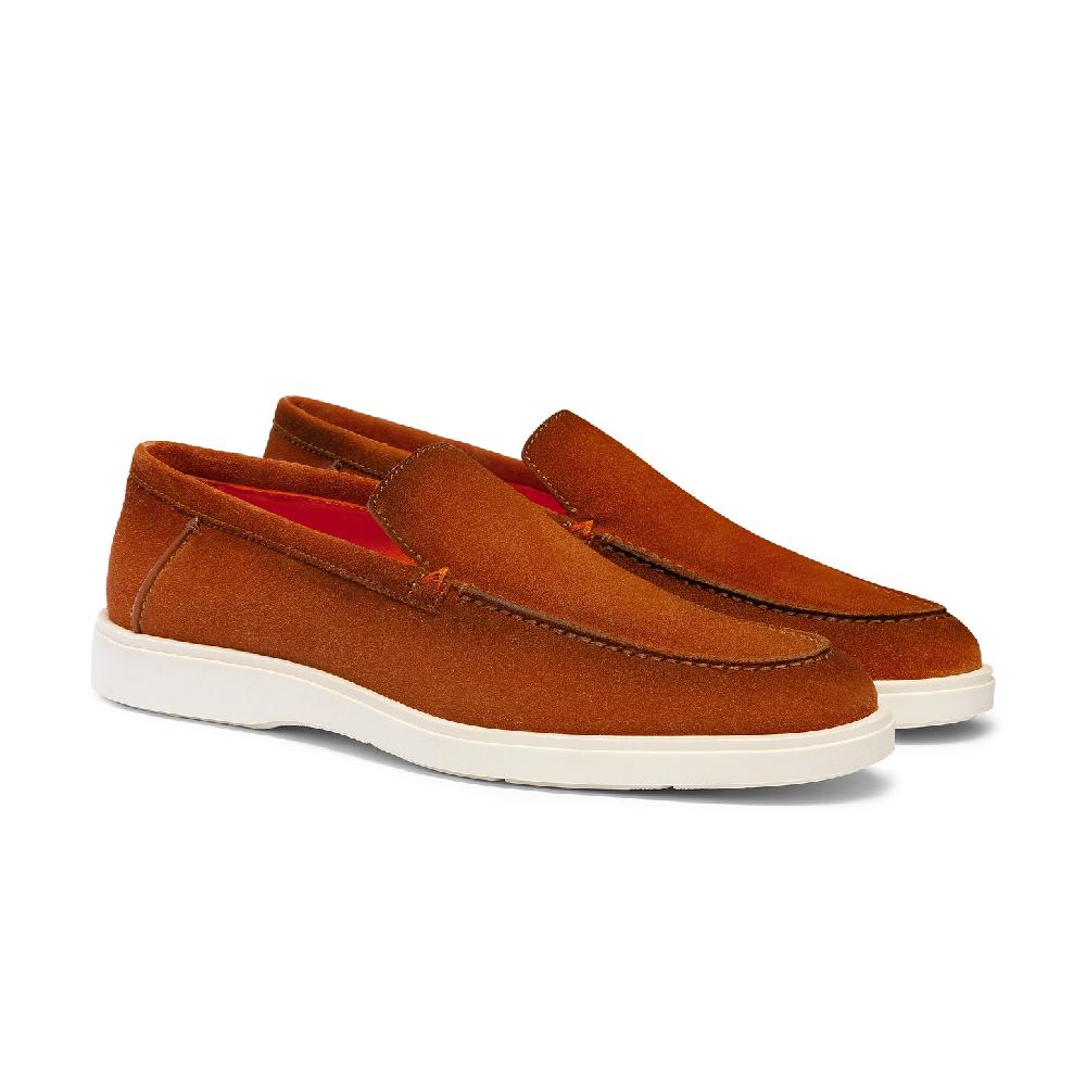 Santoni Mocassino da uomo in suede marrone Pezzi Unici