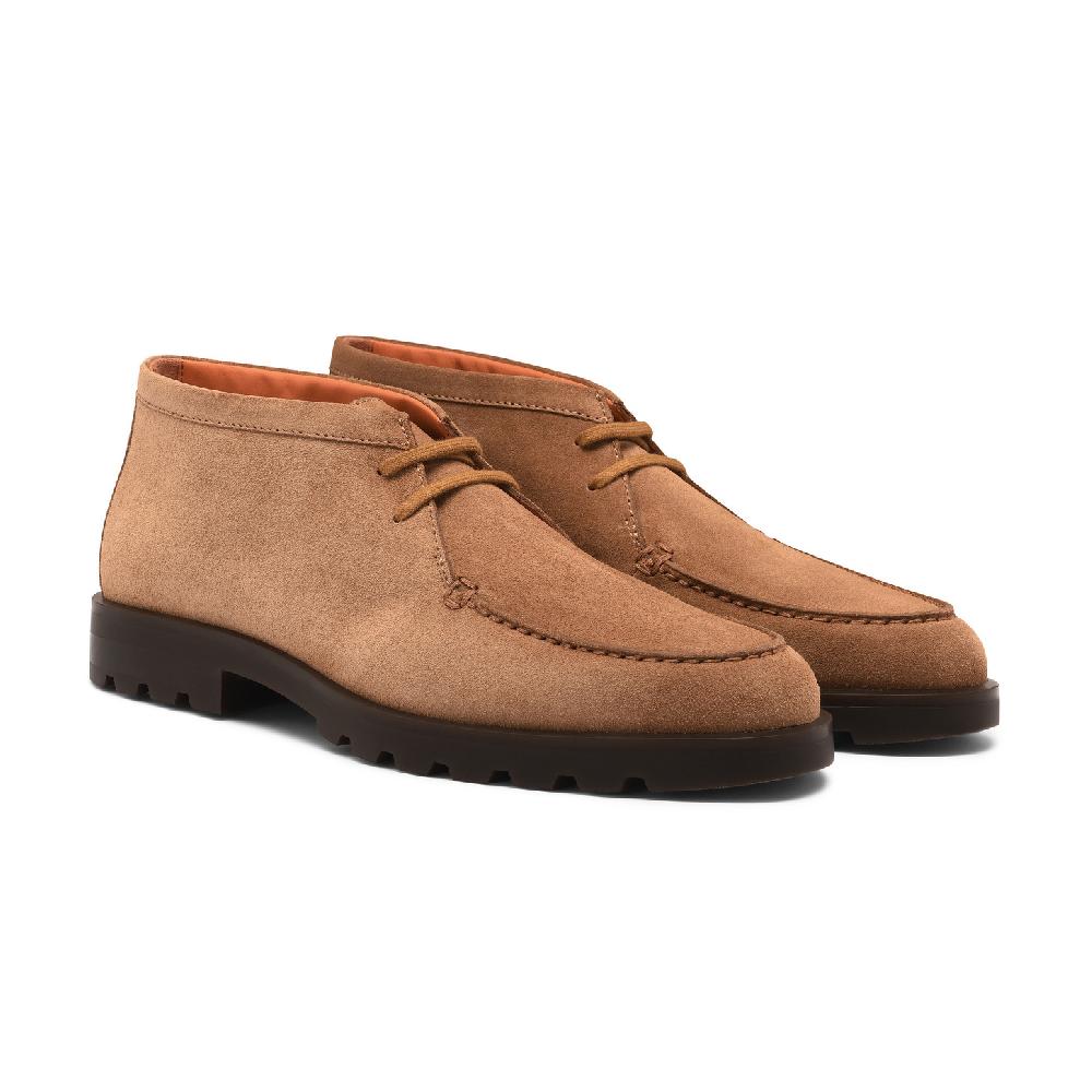 Santoni Stivaletto desert da uomo in suede marrone chiaro Sconto