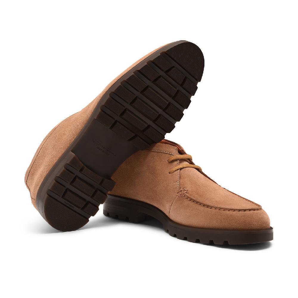 Santoni Stivaletto desert da uomo in suede marrone chiaro Sconto