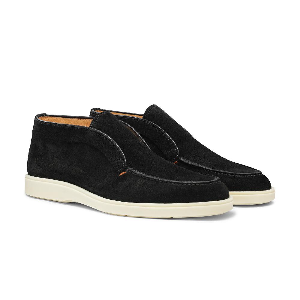 Santoni Stivaletto desert da uomo in suede nero In Vendita