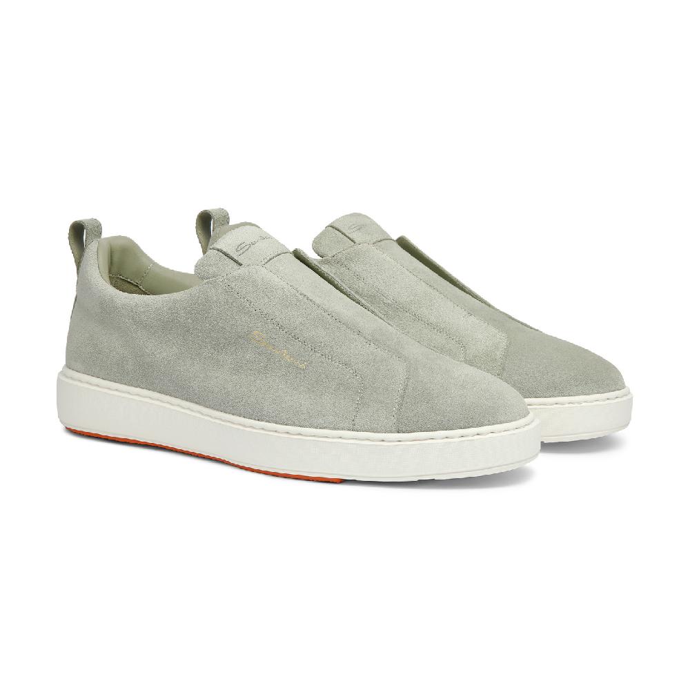 Santoni Sneaker slip-on da uomo in suede verde Offerte