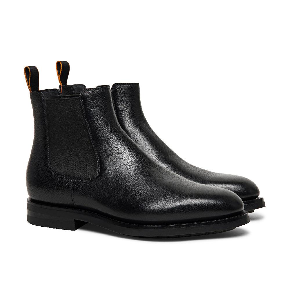 Santoni Stivaletto chelsea da uomo in pelle anticata nera Affare Del Giorno