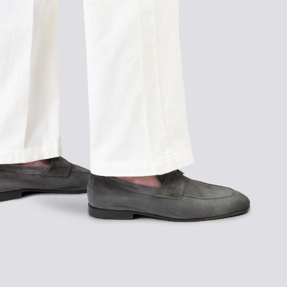 Santoni Mocassino Carlo da uomo in suede grigio Sottocosto