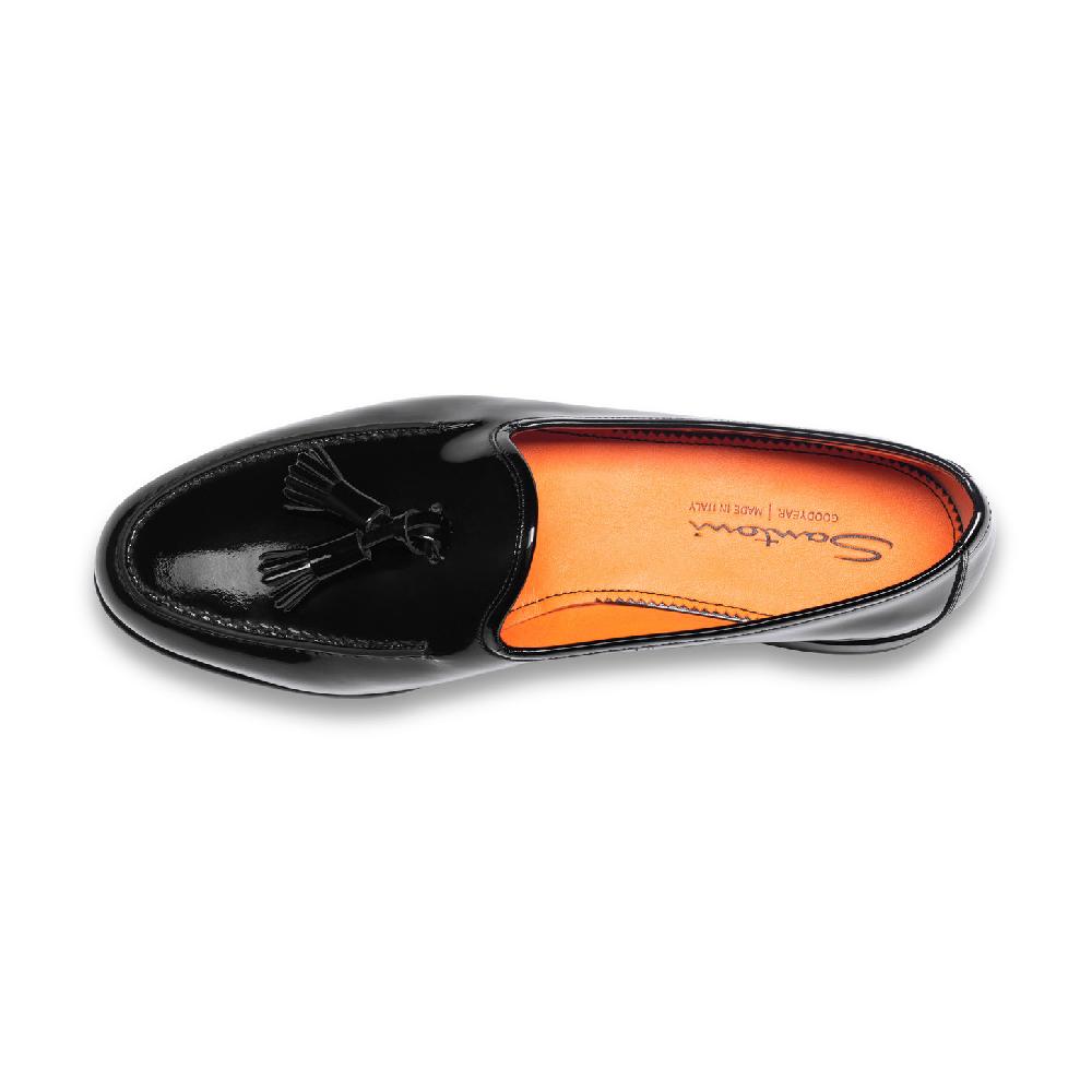 Santoni Mocassino Andrea con nappe da uomo in vernice nera Presa