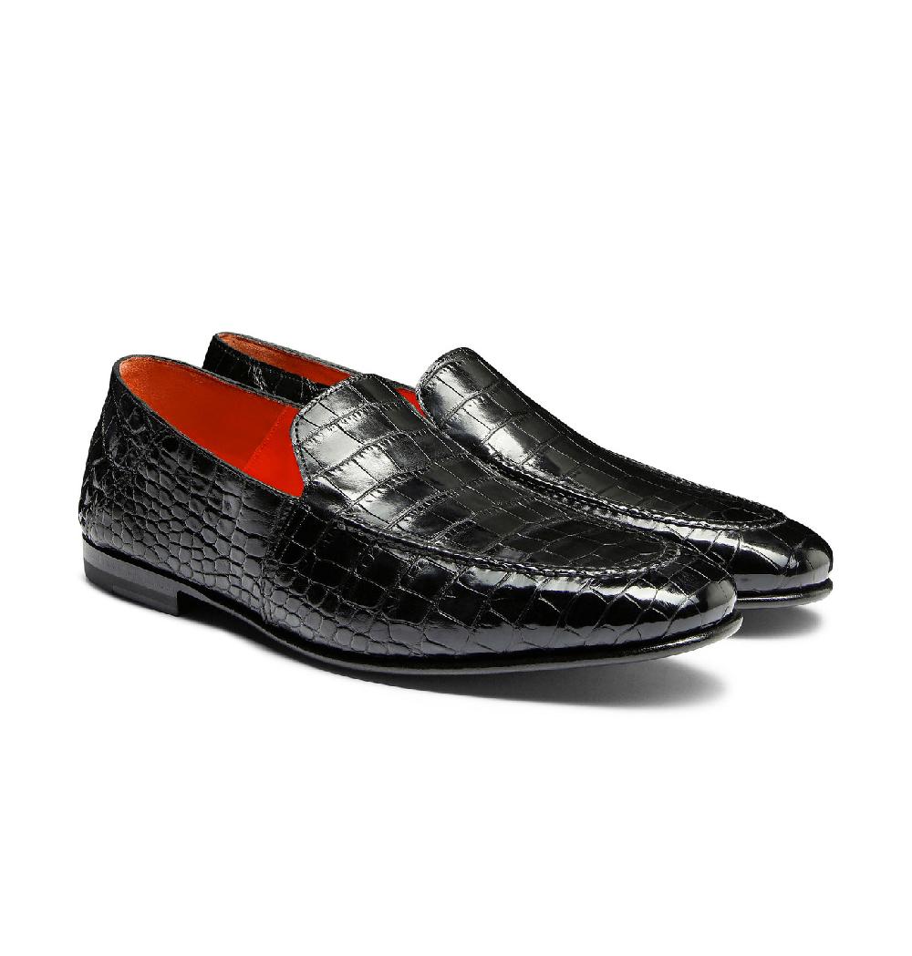 Santoni Mocassino da uomo in alligatore grigio Online