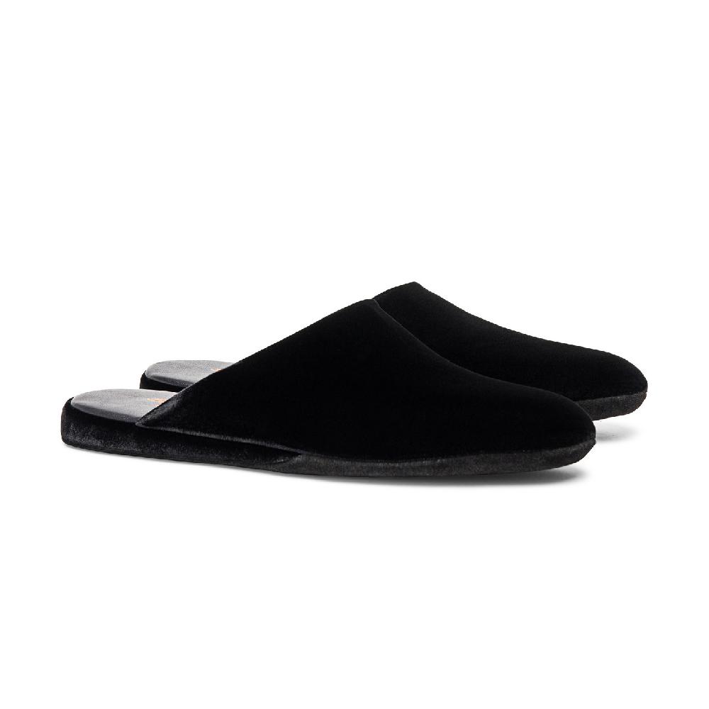 Santoni Pantofola da uomo in velluto nero In Vendita