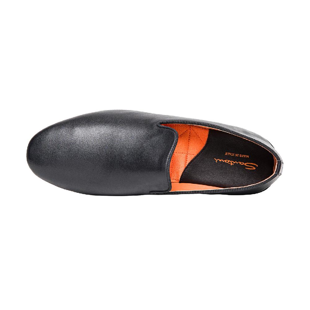 Santoni Pantofola da uomo in pelle nera Vendita Calda
