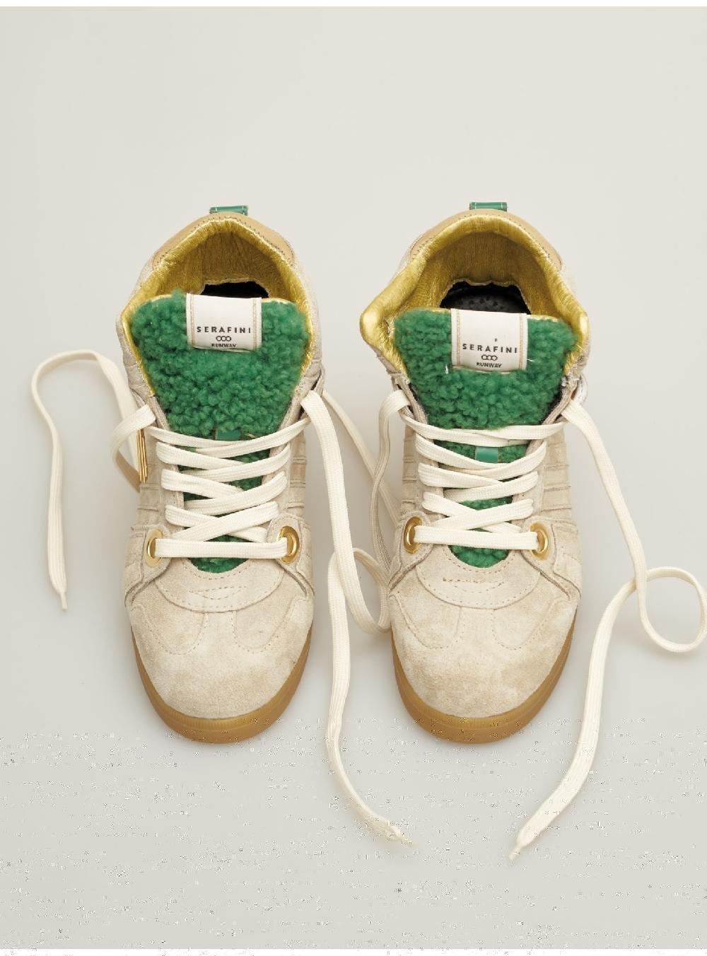 Serafini zeppa interna donna in scamosciato nabuck shearling Serafini Shop Vendita Calda