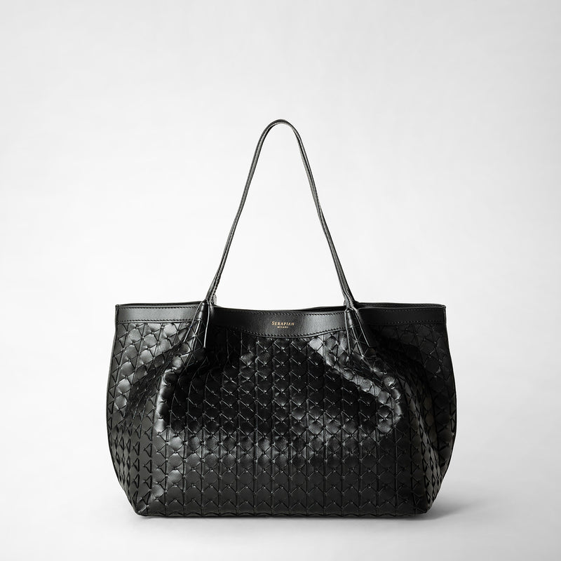 Serapian Tote bag secret piccola in mosaico nero Offerte
