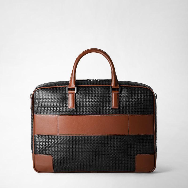 Serapian Borsa business slim in stepan nero cuoio Vendite Flash