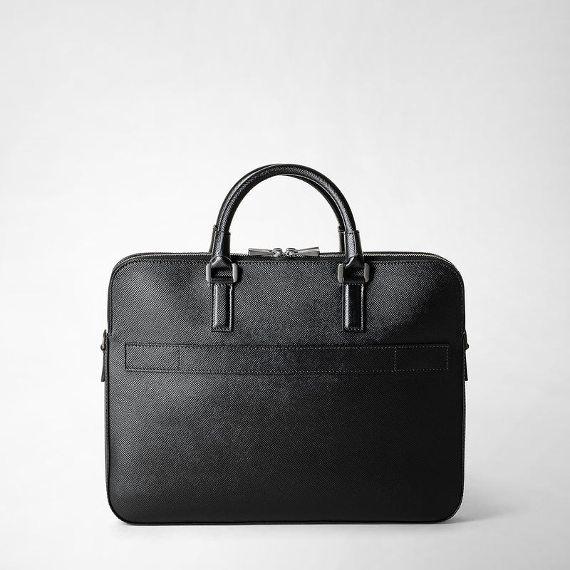 Serapian Borsa business slim doppia zip pelle evoluzione nero In Saldo