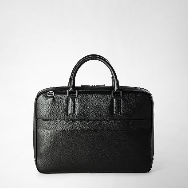 Serapian Borsa business extra slim in pelle evoluzione nero Nuovo