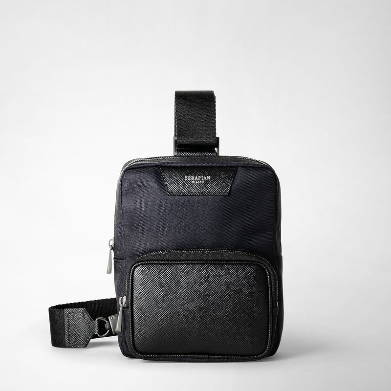 Serapian Sling bag recycled twill evoluzione eclipse black In Saldo