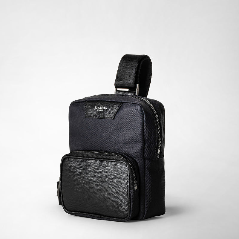 Serapian Sling bag recycled twill evoluzione eclipse black In Saldo