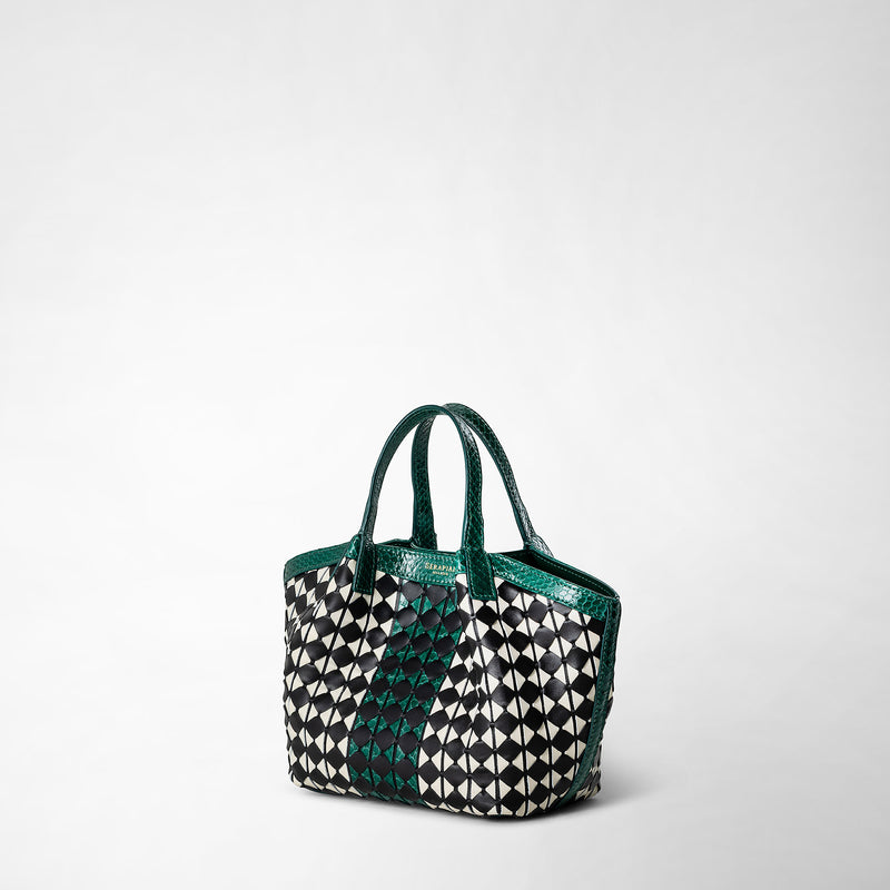 Serapian Mini secret bag mosaico elaphe black-white-emerald Moda