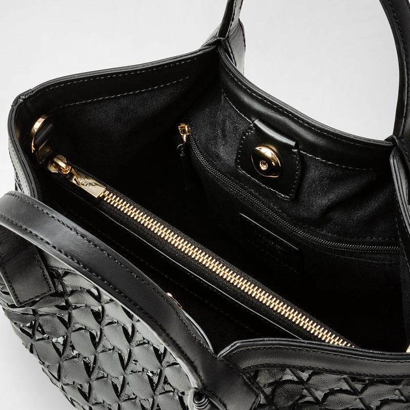 Serapian Mini secret bag in mosaico and elaphe black Italy