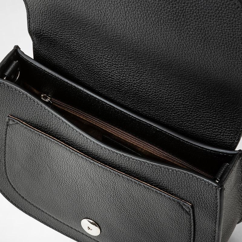 Serapian Borsa luna crossbody in pelle rugiada nero Pezzi Unici