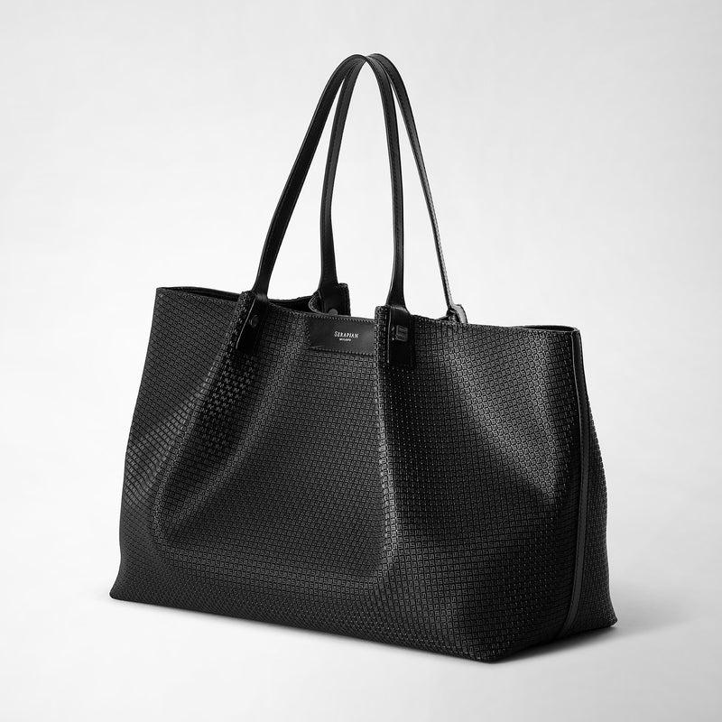 Serapian Tote bag secret in stepan nero-nero eclissi Offerte