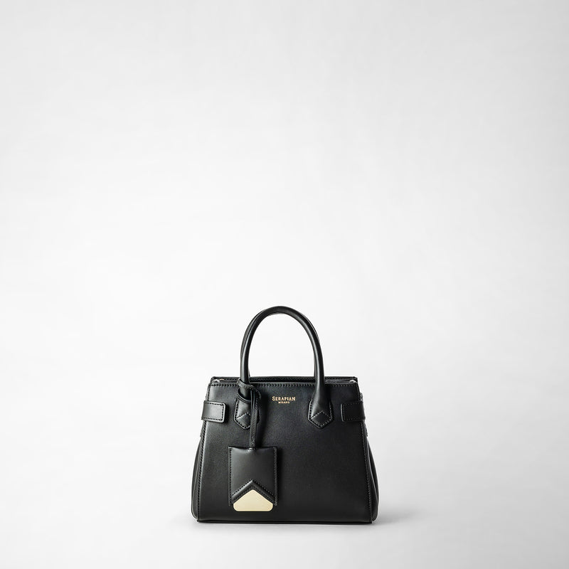 Serapian Mini meline' handbag in seta leather black Vendite Flash