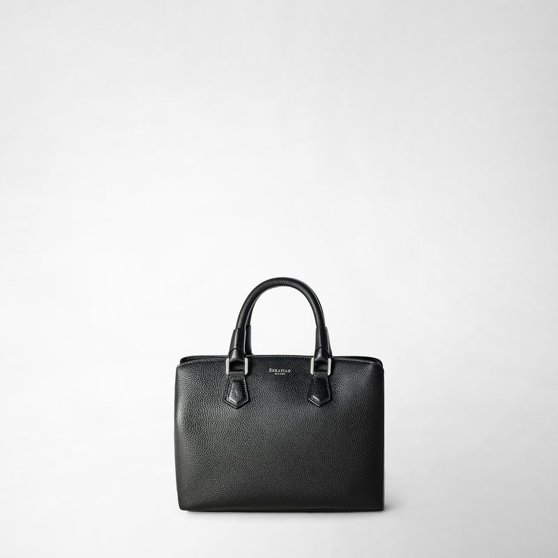 Serapian Small luna handbag in rugiada leather black Italy