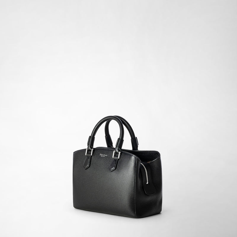 Serapian Small luna handbag in rugiada leather black Italy