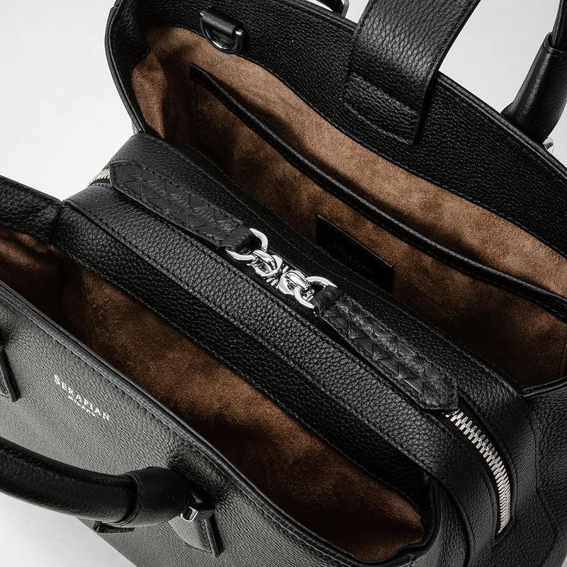 Serapian Small luna handbag in rugiada leather black Italy