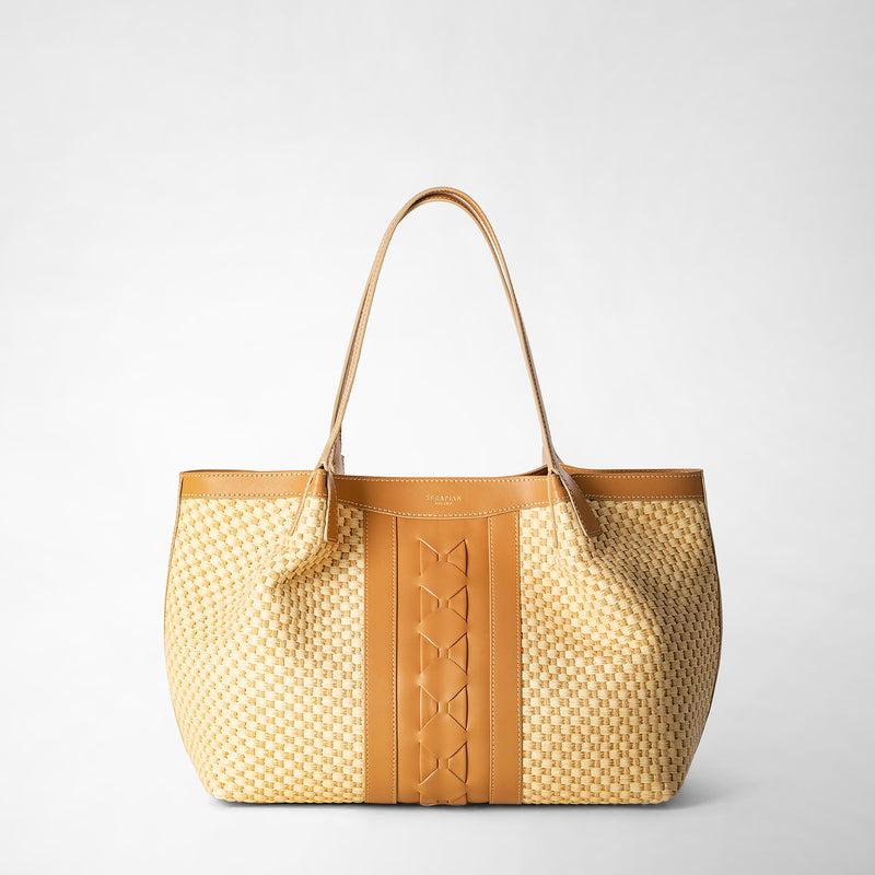 Serapian TOTE BAG SECRET PICCOLA IN RAFIA E PELLE SETA 2025