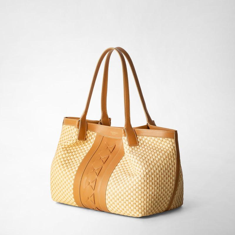Serapian TOTE BAG SECRET PICCOLA IN RAFIA E PELLE SETA 2025