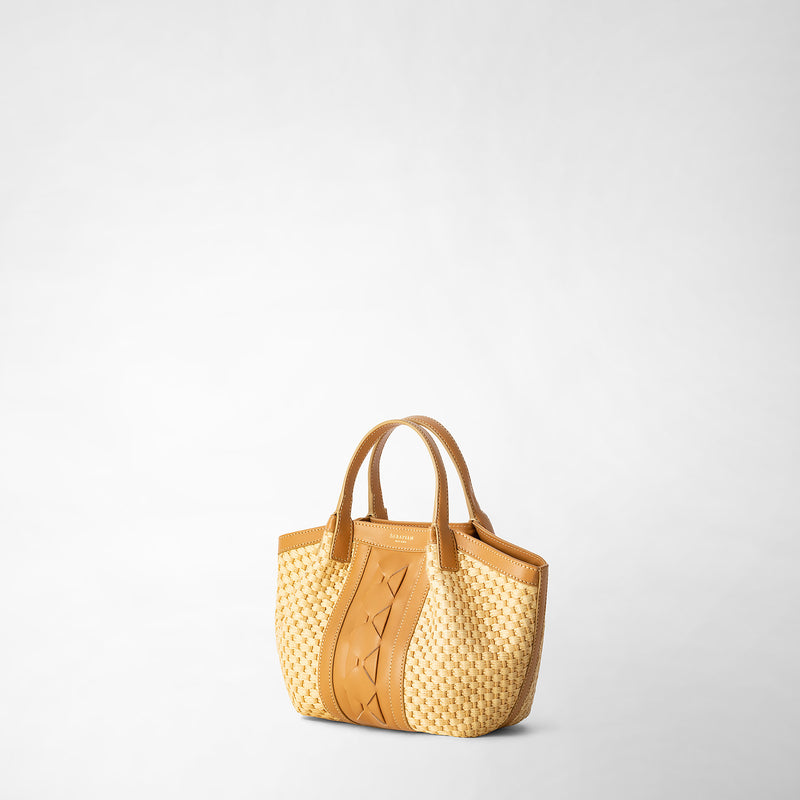 Serapian BORSA SECRET MINI IN RAFIA E PELLE SETA In Linea