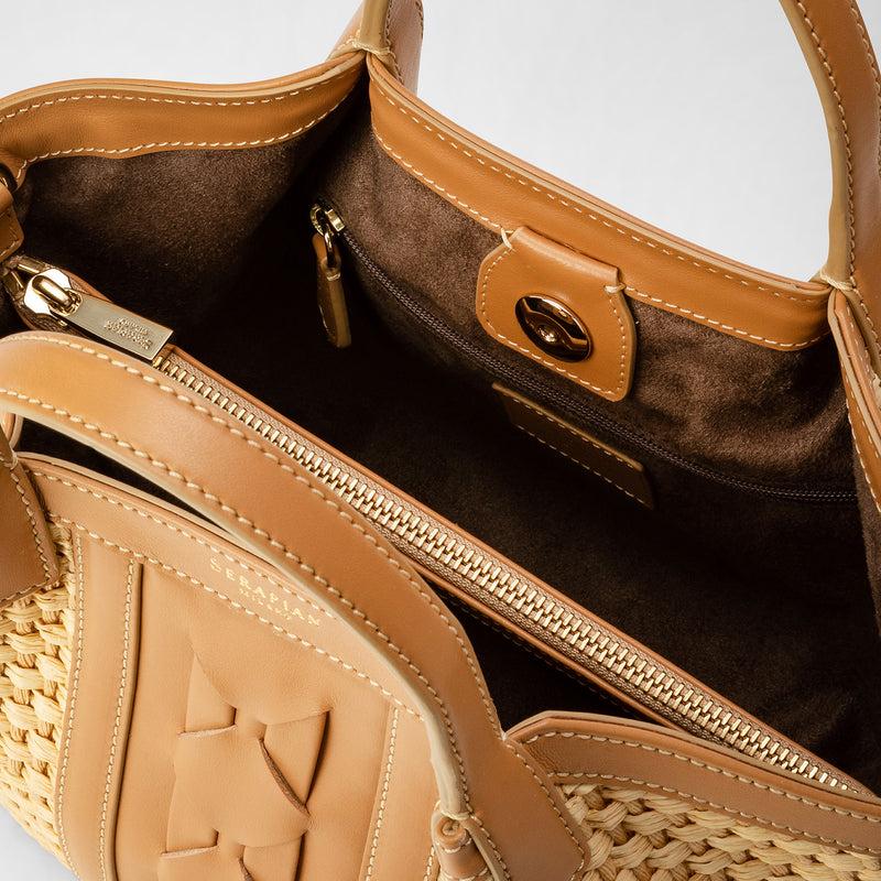 Serapian BORSA SECRET MINI IN RAFIA E PELLE SETA In Linea