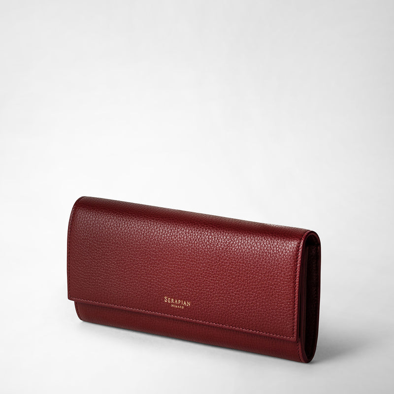 Serapian Portafoglio continental in pelle rugiada burgundy Consegna Veloce