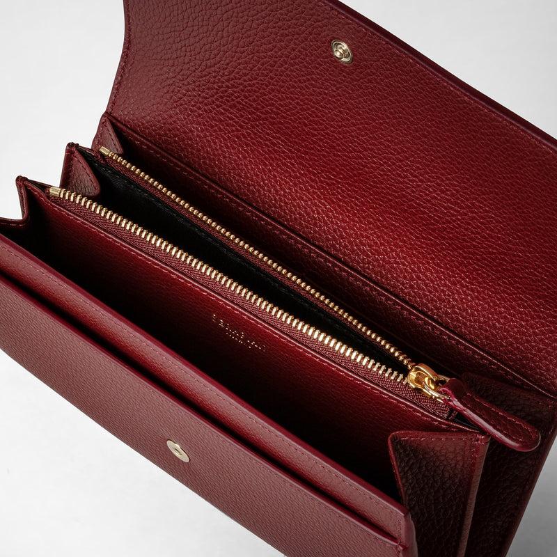 Serapian Portafoglio continental in pelle rugiada burgundy Consegna Veloce