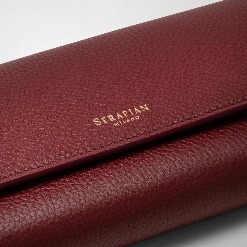 Serapian Portafoglio continental in pelle rugiada burgundy Consegna Veloce