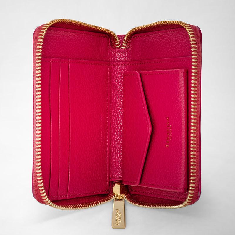 Serapian Mini zip around wallet in rugiada leather petal Promozione Limitata