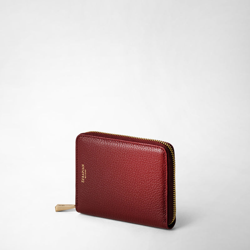 Serapian Portafoglio mini con zip in pelle rugiada burgundy Shopping Online