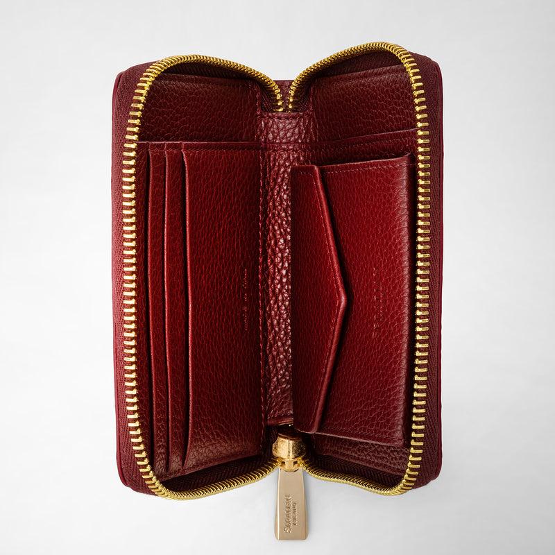 Serapian Portafoglio mini con zip in pelle rugiada burgundy Shopping Online